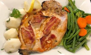 Oven Roasted Trout w/Bacon.